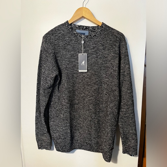 Kangol Men's Large Long Sleeve Sweater Black White - Picture 1 of 3